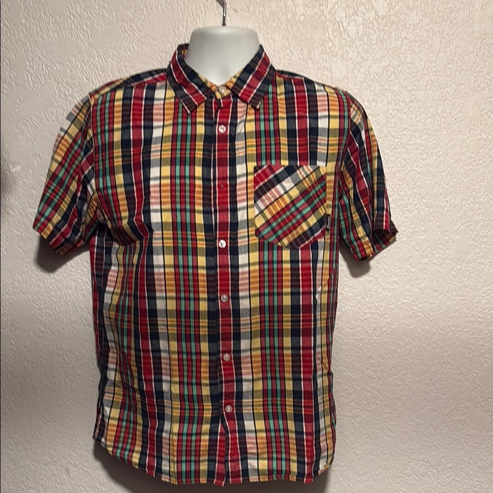 #Fourstar Red and Blue Casual Button Down Shirt Plaid Pattern #clothing